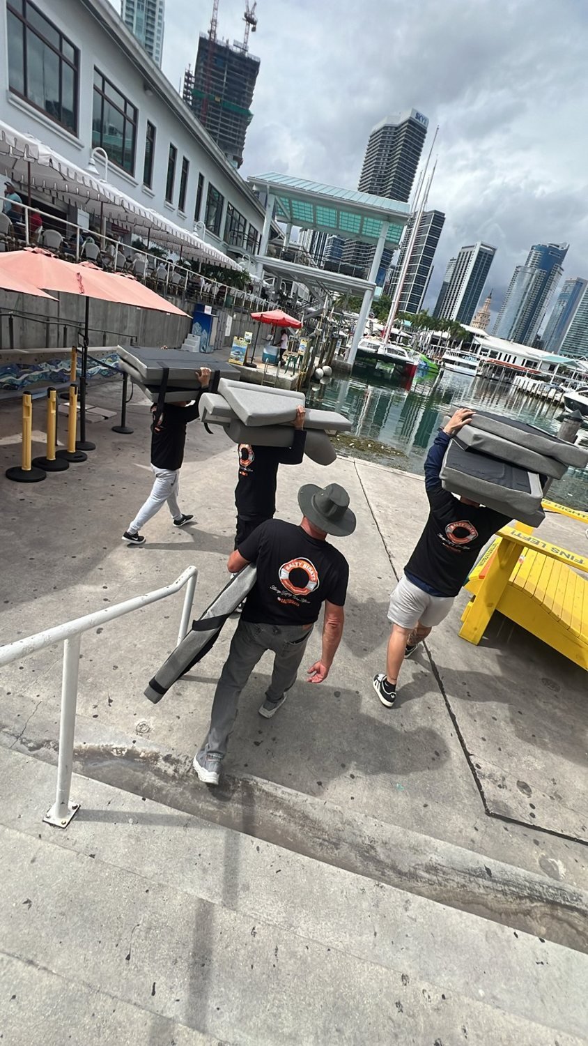 Salty Bidats Yacht Management crew at work on a client vessel
