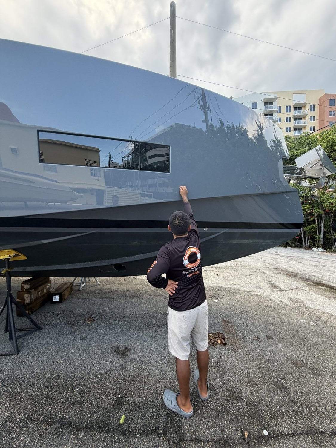 Salty Bidats Yacht Management crew at work on a client vessel
