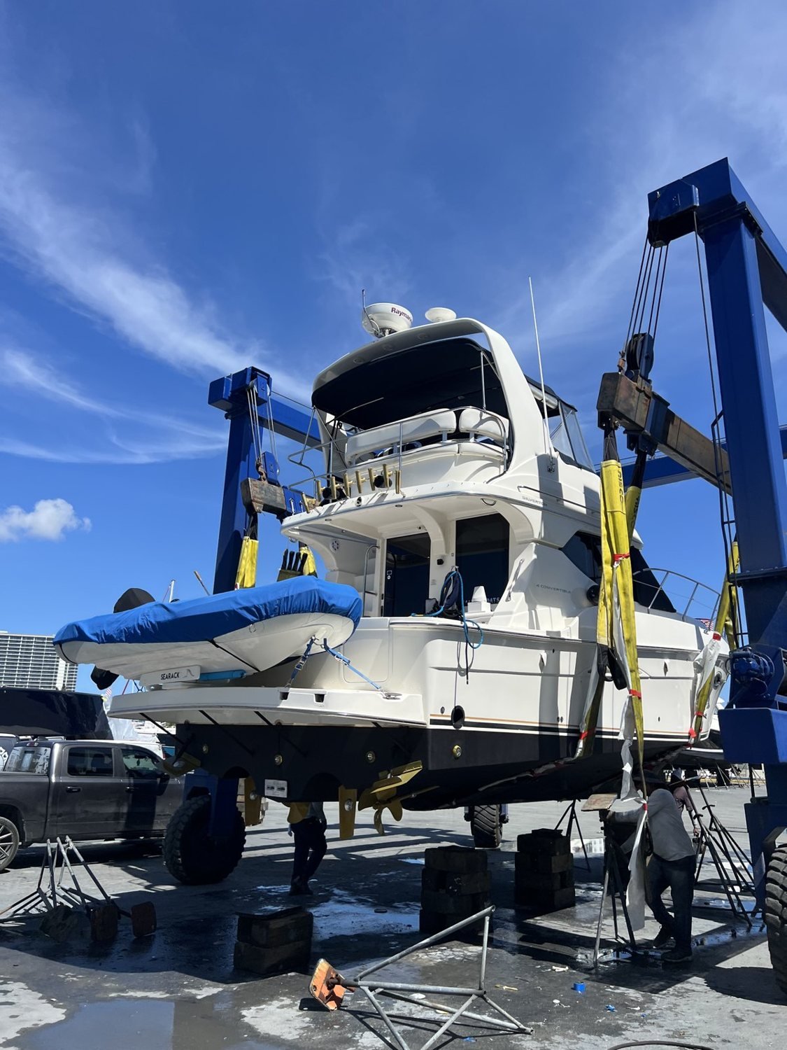 Salty Bidats Yacht Management crew at work on a client vessel