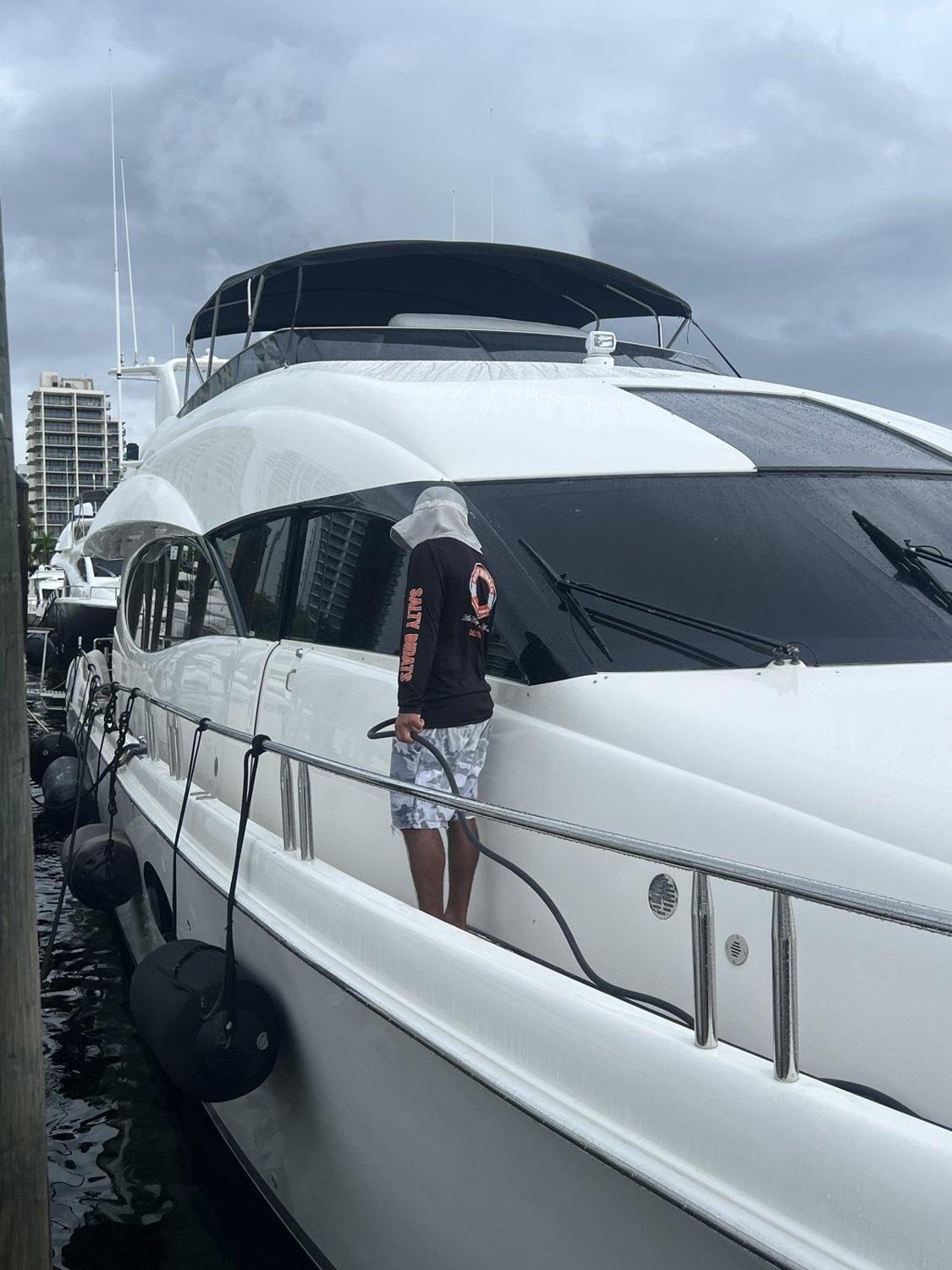 Salty Bidats Yacht Management crew at work on a client vessel