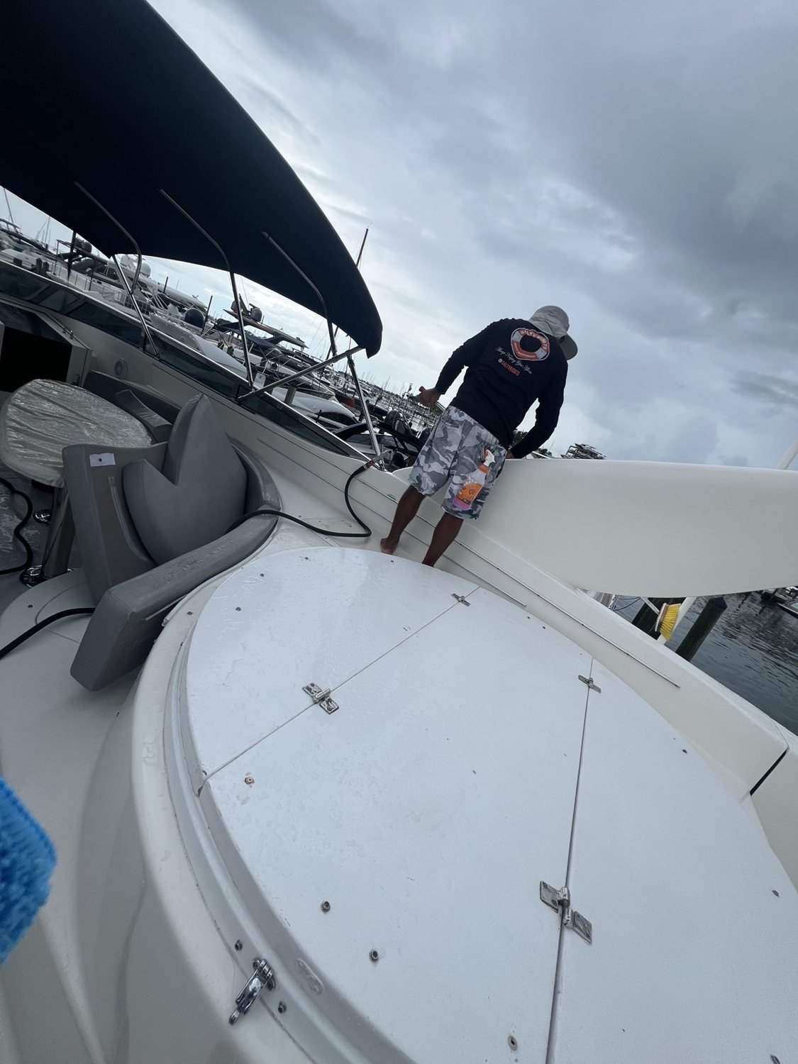 Salty Bidats Yacht Management crew at work on a client vessel