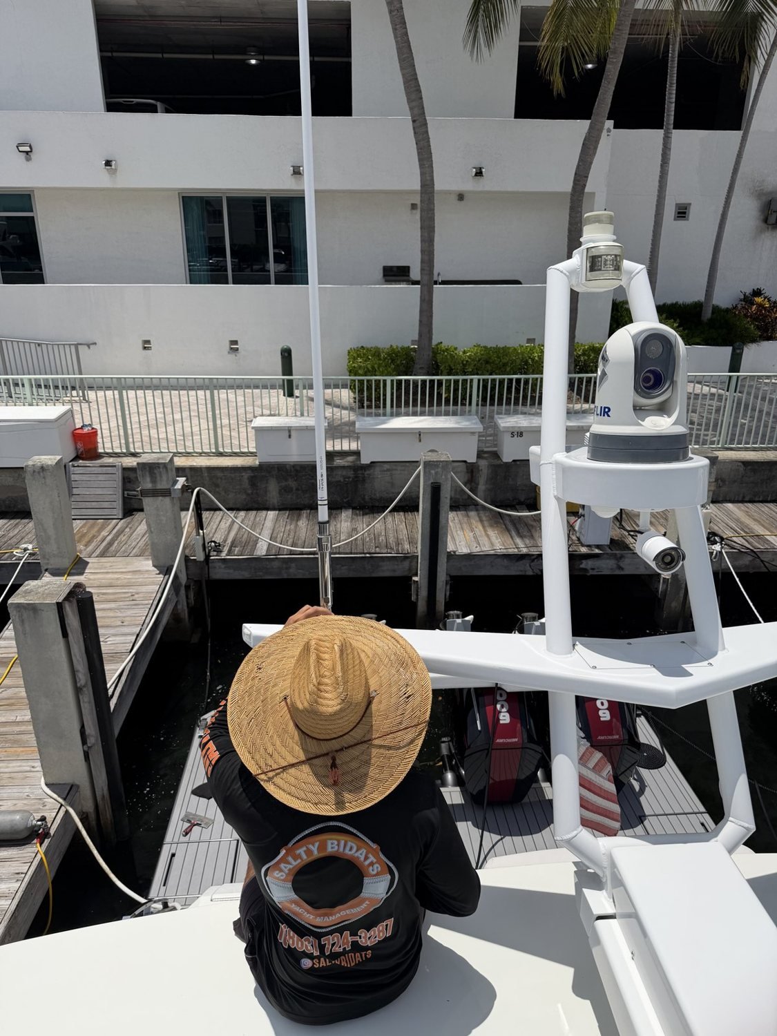Salty Bidats Yacht Management crew at work on a client vessel