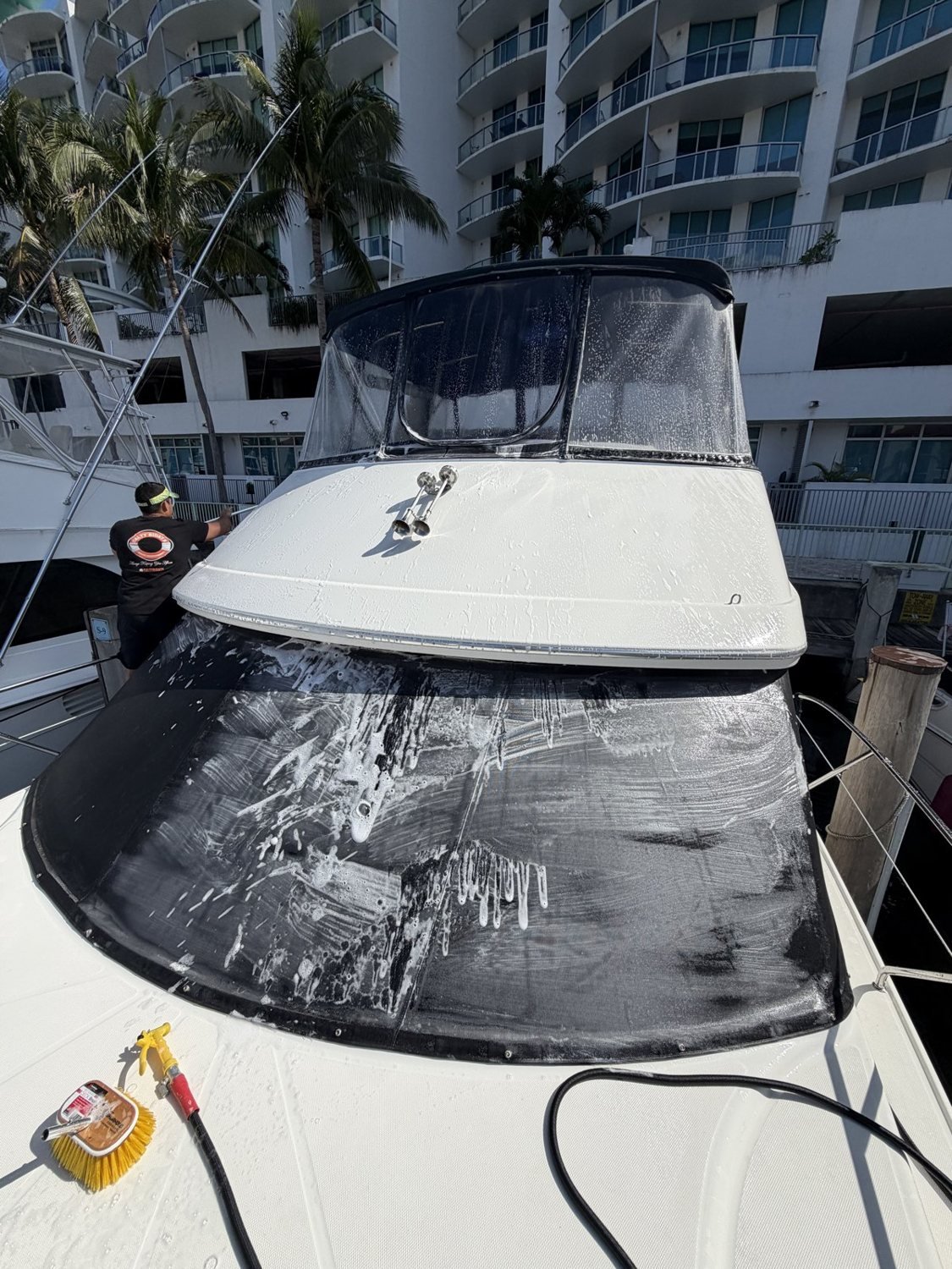 Salty Bidats Yacht Management crew at work on a client vessel
